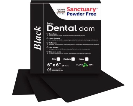 Sanctuary Латексные листы Latex Dental Dams черные с ароматом мяты 152мм*152мм 36 шт в уп (H) 
