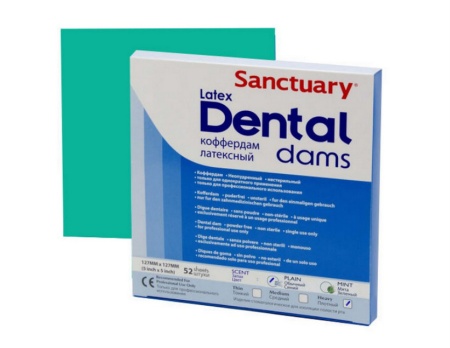 Sanctuary Латексные листы Latex Dental Dams зеленые с ароматом мяты 152мм*152мм 36 шт в уп (H) 