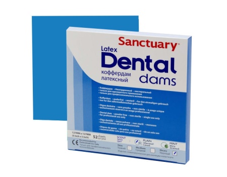 Sanctuary Латексные листы Latex Dental Dams синие без запаха 127мм*127мм 52шт в уп (T)